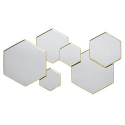 Lot de 6 Miroirs Muraux Hexagonal 57cm Or