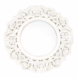 Miroir Mural en Bois Sculpté Charme 60cm Blanc
