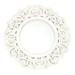 Miroir Mural en Bois Sculpté Charme 60cm Blanc