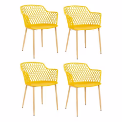 Lot de 4 Fauteuils Design Malaga 80cm Jaune