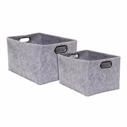 Lot de 2 Paniers de Rangement Anses 40cm Gris
