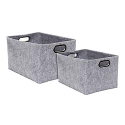 Lot de 2 Paniers de Rangement Anses 40cm Gris
