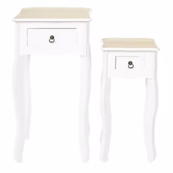 Sellettes en Bois - PARIS PRIX - Victoria - Lot de 2 - 75 cm - Blanc - Design Contemporain