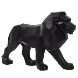 Statuette Déco Lion Origami 33cm Noir
