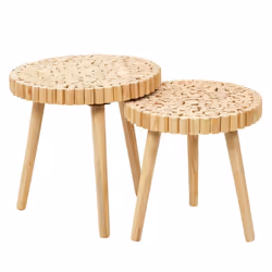 Lot de 2 Tables Gigognes Rondin 40cm Naturel
