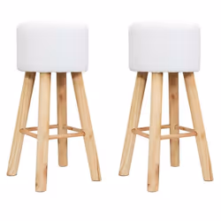 Lot de 2 Tabourets de Bar Freya 68cm Blanc