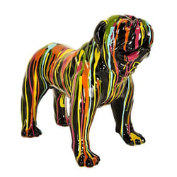 Statuette Déco Molosse Coulures 50cm Noir
