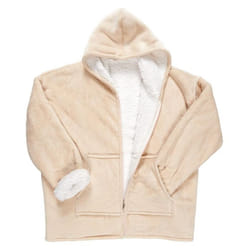 Plaid Sweat à Capuche Fermeture 85x118cm Beige