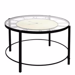 Table Basse Design Horloge 90cm Noir