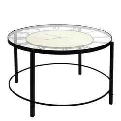 Table Basse Design Horloge 90cm Noir