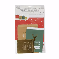 Lot de 4 Pochettes Cadeaux Noël - Multicolore