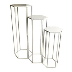 Lot de 3 Sellettes Gigognes Métal 90cm Blanc