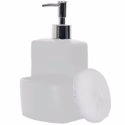 Distributeur de savon en grès - JE CHERCHE UNE IDEE - avec porte-éponge intégré