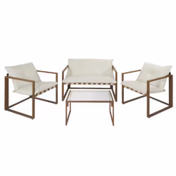 Salon de Jardin 4 Places Cagliari 118cm Blanc
