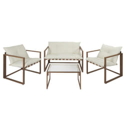 Salon de Jardin 4 Places Cagliari 118cm Blanc