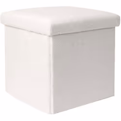 Pouf pliable coffre de rangement Bouclette Blanc