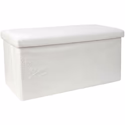 Coffre de rangement banc pliable bouclette Blanc