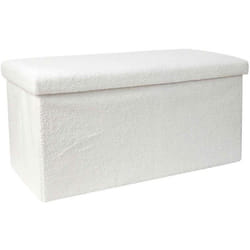 Coffre de rangement banc pliable bouclette Blanc