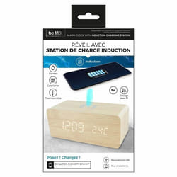 Réveil Chargeur Induction couleur Bois
