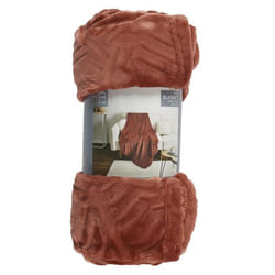 Plaid Motif en Relief Terracotta - Dimensions : 150 x 200 cm