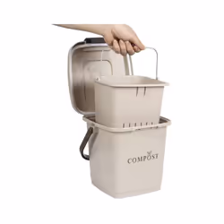 Poubelle 8L de compostage à anse, à fermeture à clapet et panier ajouré pour les déchets organiques. Elle vous permettra de c ...