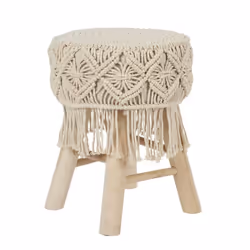 Tabouret Déco Boho 42cm Beige
