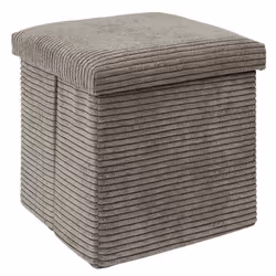 Pouf Coffre Pliable Côtelé Scott 38cm Taupe