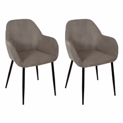 Lot de 2 Fauteuils Côtelé Scott 85cm Taupe