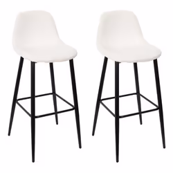 Lot de 2 Chaises de Bar Côtelé Scott 100cm Beige