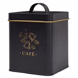Boîte à café en métal noir et doré