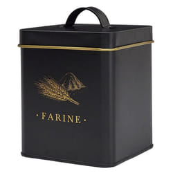 Boîte à farine en métal noir et doré