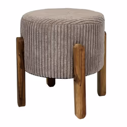Tabouret - Scott - Rond - 35cm - Taupe - Tissu côtelé - Intérieur