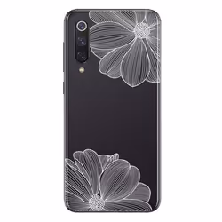 Coque - XIAOMI - Mi 9 SE - Transparente - Souple - Fleurs blanches