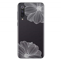 Coque - XIAOMI - Mi 9 SE - Transparente - Souple - Fleurs blanches