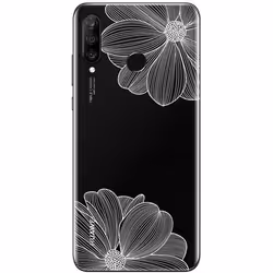 Coque - Huawei - P30 Lite - Souple - Gel résistant - Fleurs blanches