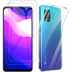 Coque Souple - Novago® - Pour Xiaomi Mi 10 Lite 5G - Transparent - 2 Films Verre Trempé - Résistant
