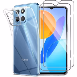 Coque et protection écran - Honor - X8 5G/X6/70 Lite - Silicone souple - Verre trempé - Transparent