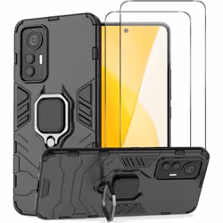 Compatible Xiaomi 12 Lite 5G- Coque Résistante avec béquille et 2 Films protections écran en verre trempé [Novago]