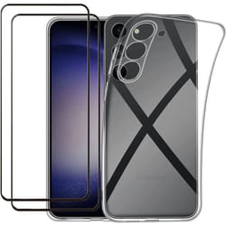 Compatible Samsung Galaxy S23 PLUS 5G (S23+ 5G) - Coque Résistante Transparente et 2 Films protections écran verre trempé (Noir)