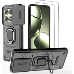 Pour Xiaomi 14T - Pack - Coque Résistante avec Anneau Anti Chute + 2 Films de Protection écran en Verre trempé résistant NOVAGO