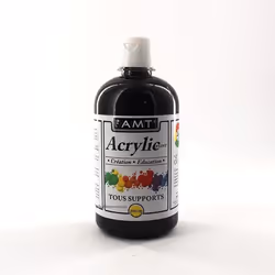 Peinture Acrylique en bouteille noir 500ml - Amt