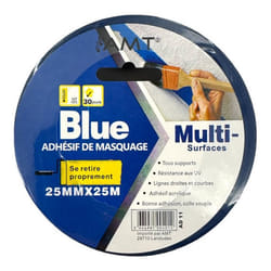 Ruban adhésif - Masquage - Tous supports - 25mmx25m - Bleu - Travaux peinture - AMT