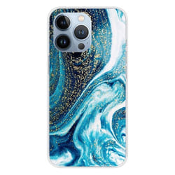 Coque en silicone - Compatible Apple iPhone 13 Pro - design marbre bleu paillete