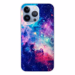 Coque en silicone - Compatible Apple iPhone 13 Pro - design galaxie bleue