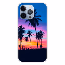 Coque en silicone - Compatible Apple iPhone 13 Pro - design palmiers colores