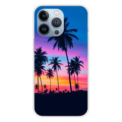 Coque en silicone - Compatible Apple iPhone 13 Pro - design palmiers colores