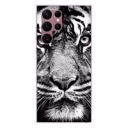 Coque en silicone - Compatible Samsung Galaxy S22 Ultra - design tigre blanc et noir