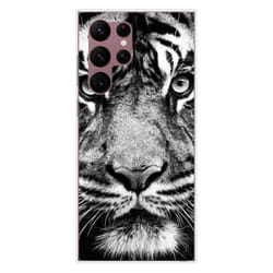 Coque en silicone - Compatible Samsung Galaxy S22 Ultra - design tigre blanc et noir