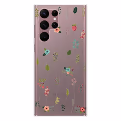 Coque en silicone - Compatible Samsung Galaxy S22 Ultra - design montee de fleurs