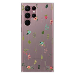 Coque en silicone - Compatible Samsung Galaxy S22 Ultra - design montee de fleurs